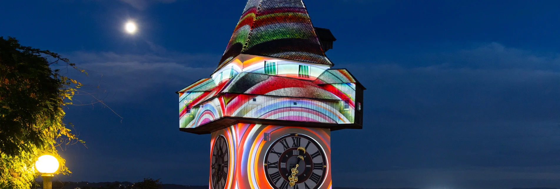 Klanglicht at Graz Clock Tower – illuminated Schlossberg icon | © Graz Region | Harry Schiffer