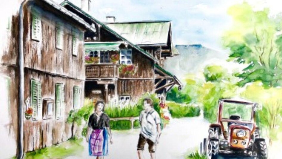 Gemälde Paar Hund Altaussee | © Cornelia Elisabeth Pilz