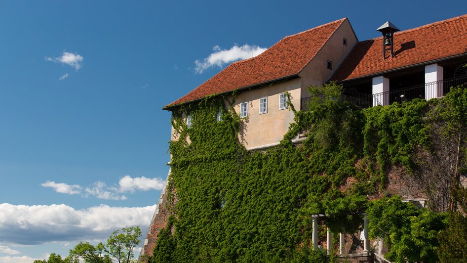 Die Stall- oder Kanonenbastei am Grazer Schlossberg mit grünem Bewuchs. | © Graz Tourismus - Harry Schiffer